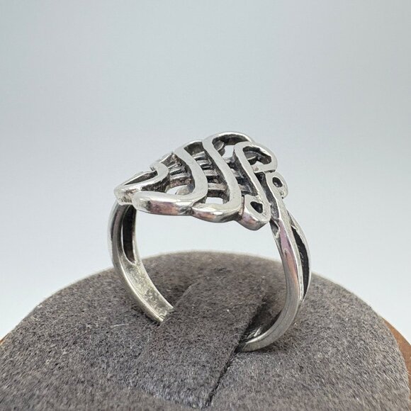 VTG Solid Sterling Silver 925 Intricate Scroll Band Statement Ring Size 7 - Picture 6 of 12